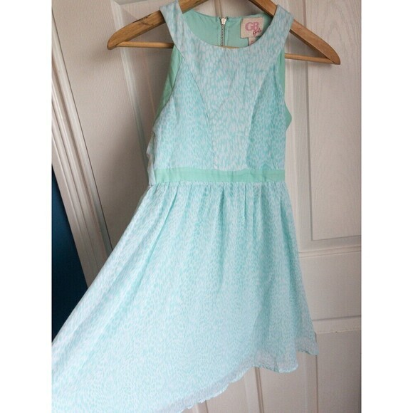 GB Girls Aqua Cheetah Print Sheer Layered Summer Dress - Picture 5 of 5
